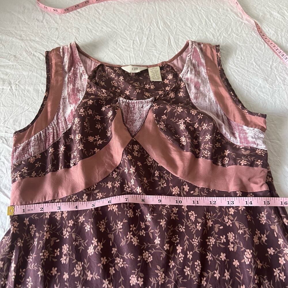 J. Jill Silk Blend Floral Babydoll Sleeveless Knee Length Dress Size 8 Petite - Picture 9 of 10